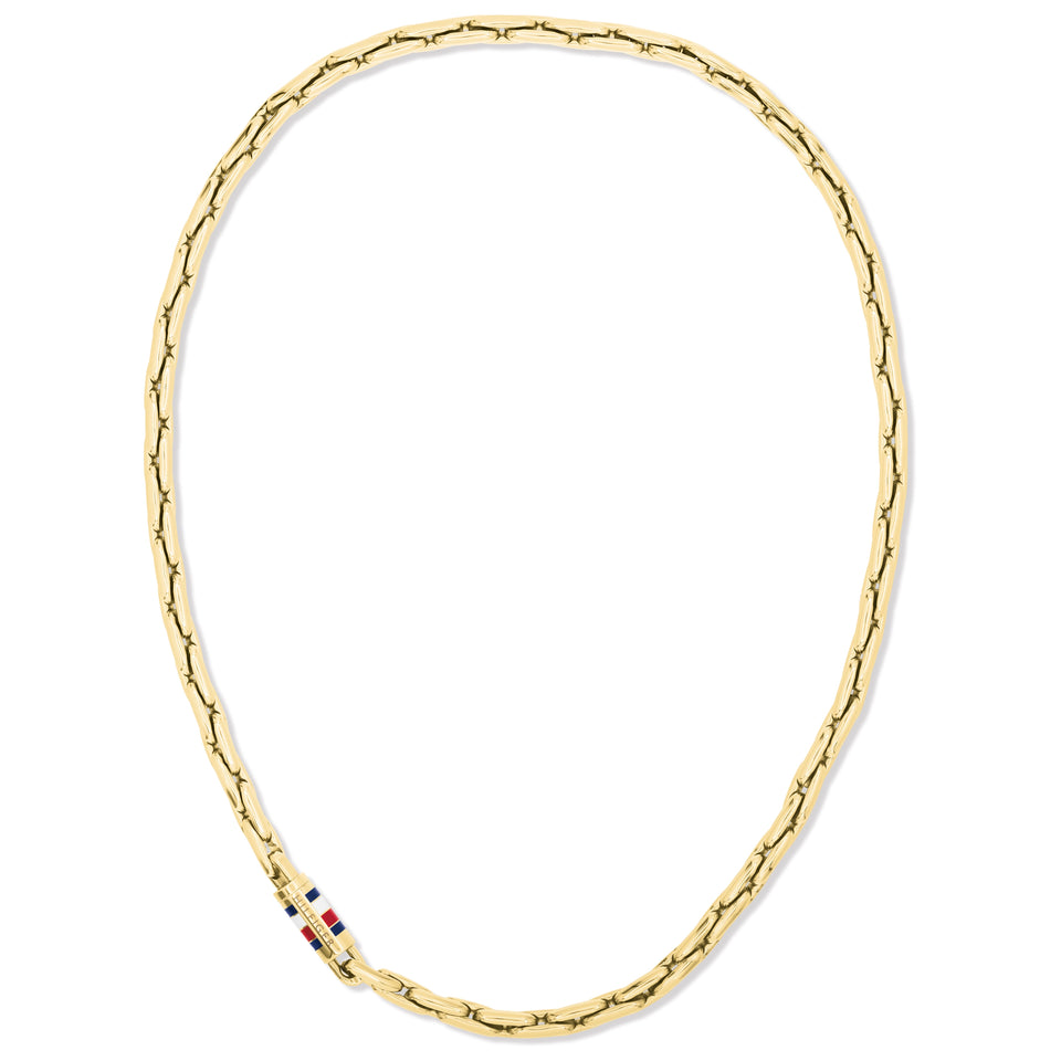Tommy Hilfiger Men's Chain Gold Tone Logo Clasp Necklace