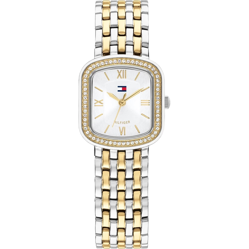 Tommy Hilfiger Ladies' Abby White Oval Dial Two Tone Bracelet Watch