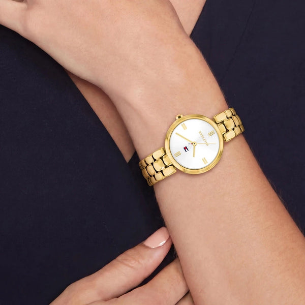Tommy Hilfiger Ladies' Annie Silver Dial Gold Toned Bracelet Watch