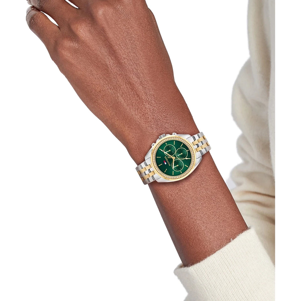 Tommy Hilfiger Ladies' Mellie Green Dial Two Tone Bracelet Watch