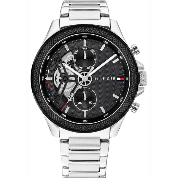 Tommy Hilfiger Men's Clark Black Half Skeleton Dial Bracelet Watch