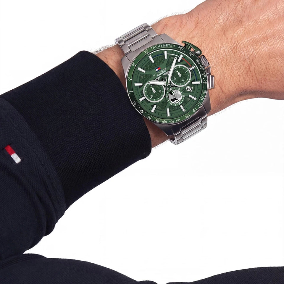 Tommy Hilfiger Men's Bank Green Dial Bracelet Watch