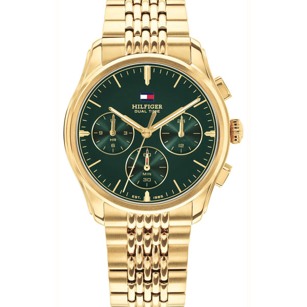 Tommy Hilfiger Men's Bryant Green Dial Gold Tone Bracelet Watch