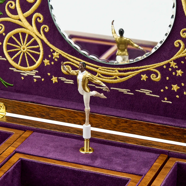 WOLF Cinderella Walnut Wood Ballet Musical Jewellery Box