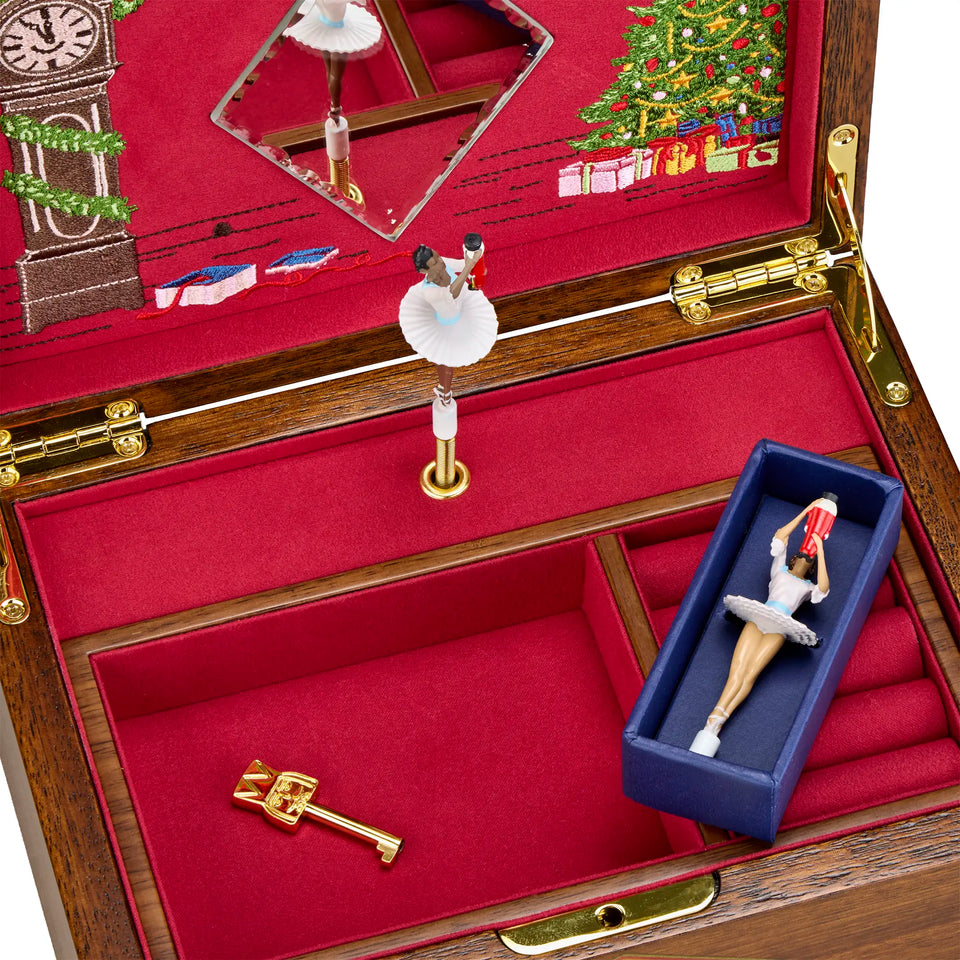 WOLF The Nutcracker Walnut Wood Ballet Musical Jewellery Box