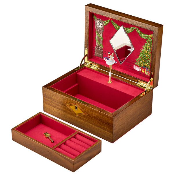WOLF The Nutcracker Walnut Wood Ballet Musical Jewellery Box