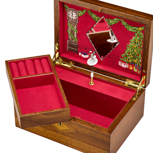 WOLF The Nutcracker Walnut Wood Ballet Musical Jewellery Box