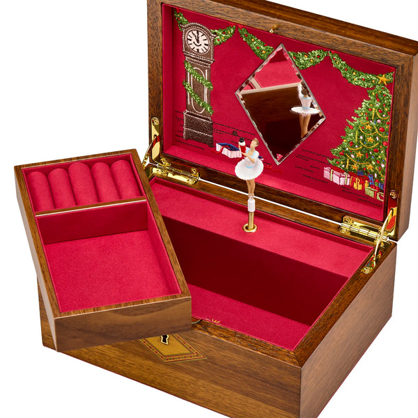 WOLF The Nutcracker Walnut Wood Ballet Musical Jewellery Box
