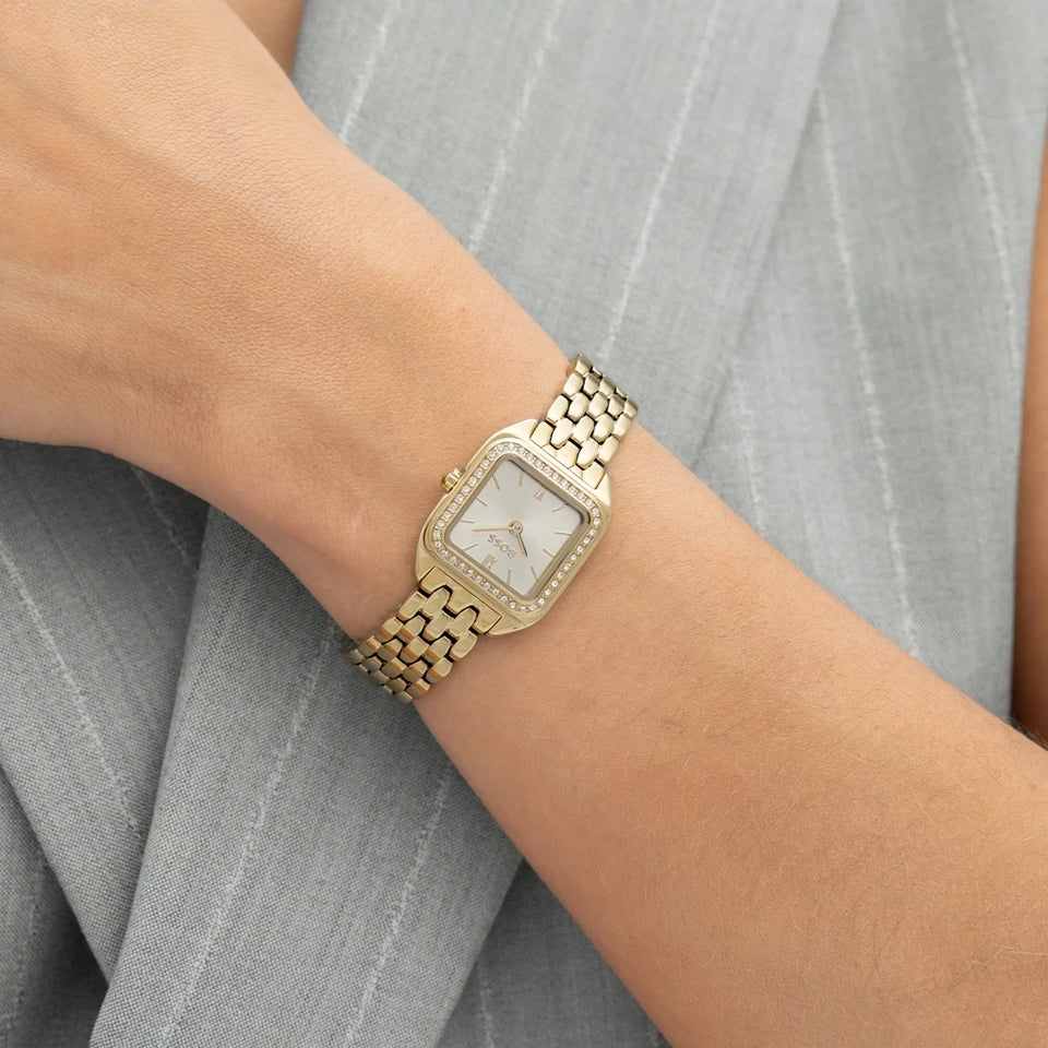BOSS Ladies' Mae Petite Square Dial Gold Tone Watch