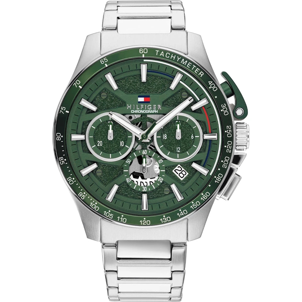 Tommy Hilfiger Men's Bank Green Dial Bracelet Watch