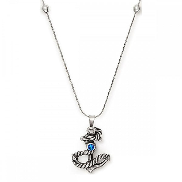 Francis & Gaye Anchor Blue Stone Set Charm Necklace