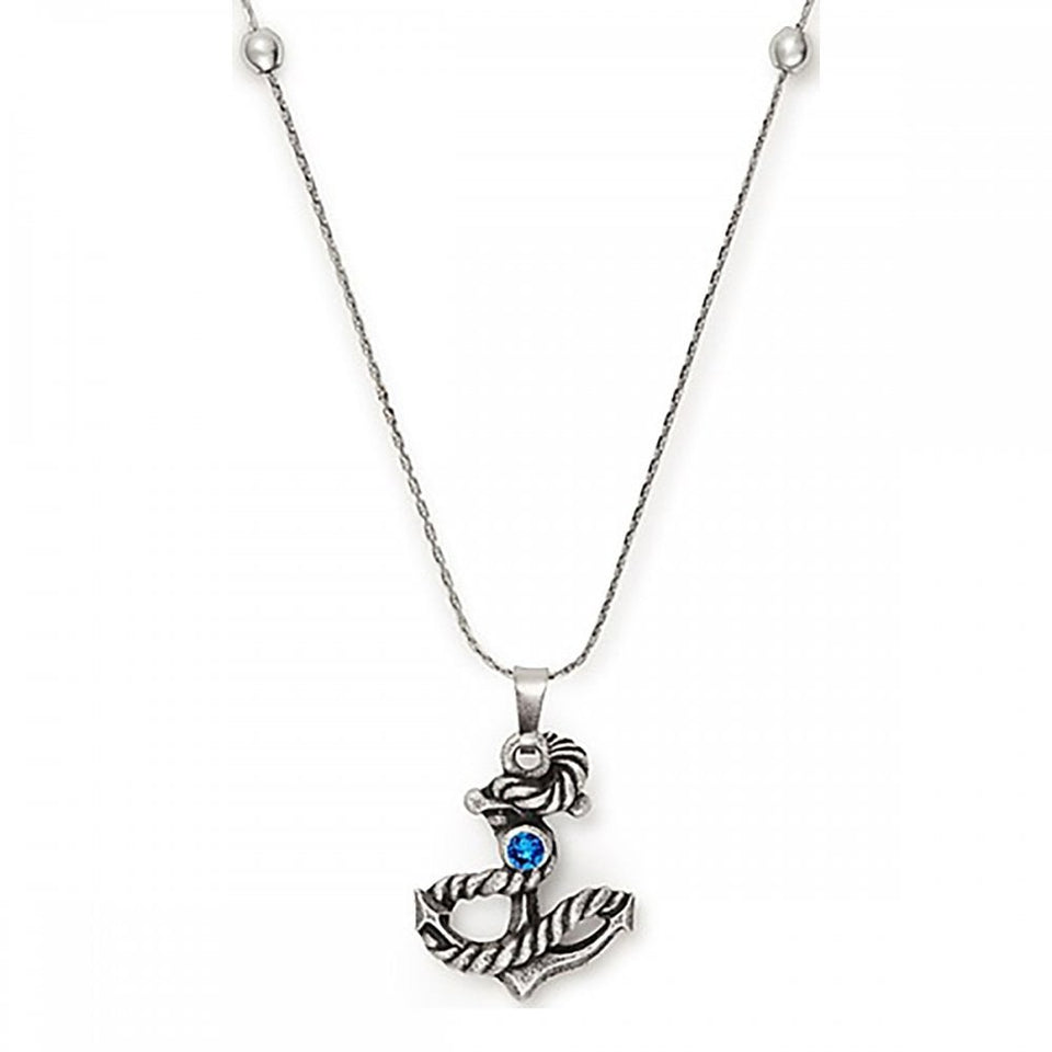 Francis & Gaye Anchor Blue Stone Set Charm Necklace