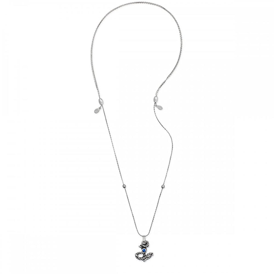 Francis & Gaye Anchor Blue Stone Set Charm Necklace