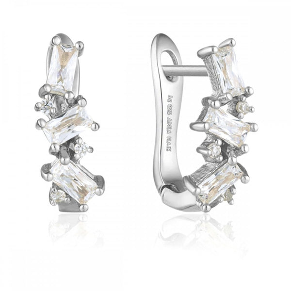 Francis & Gaye Silver Cluster Huggie Earrings
