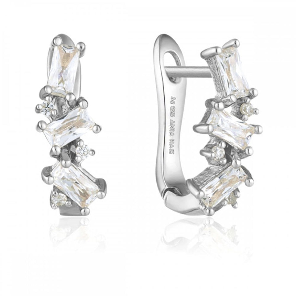 Francis & Gaye Silver Cluster Huggie Earrings