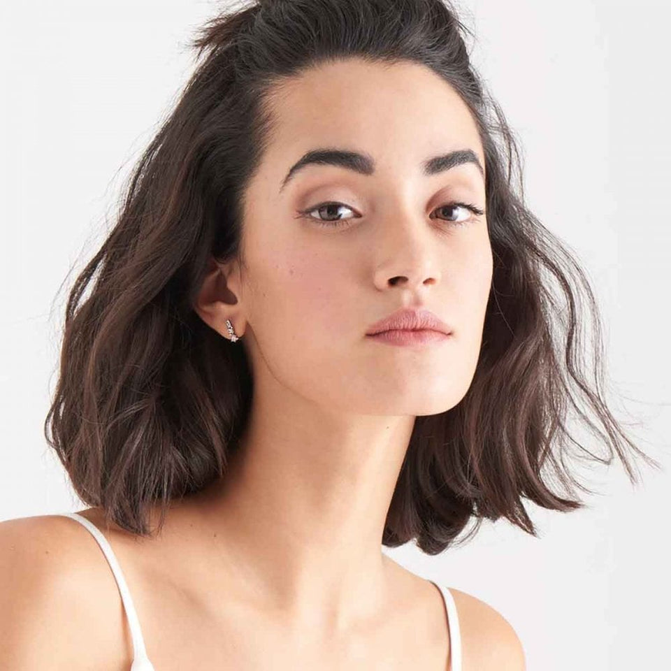 Francis & Gaye Silver Cluster Huggie Earrings