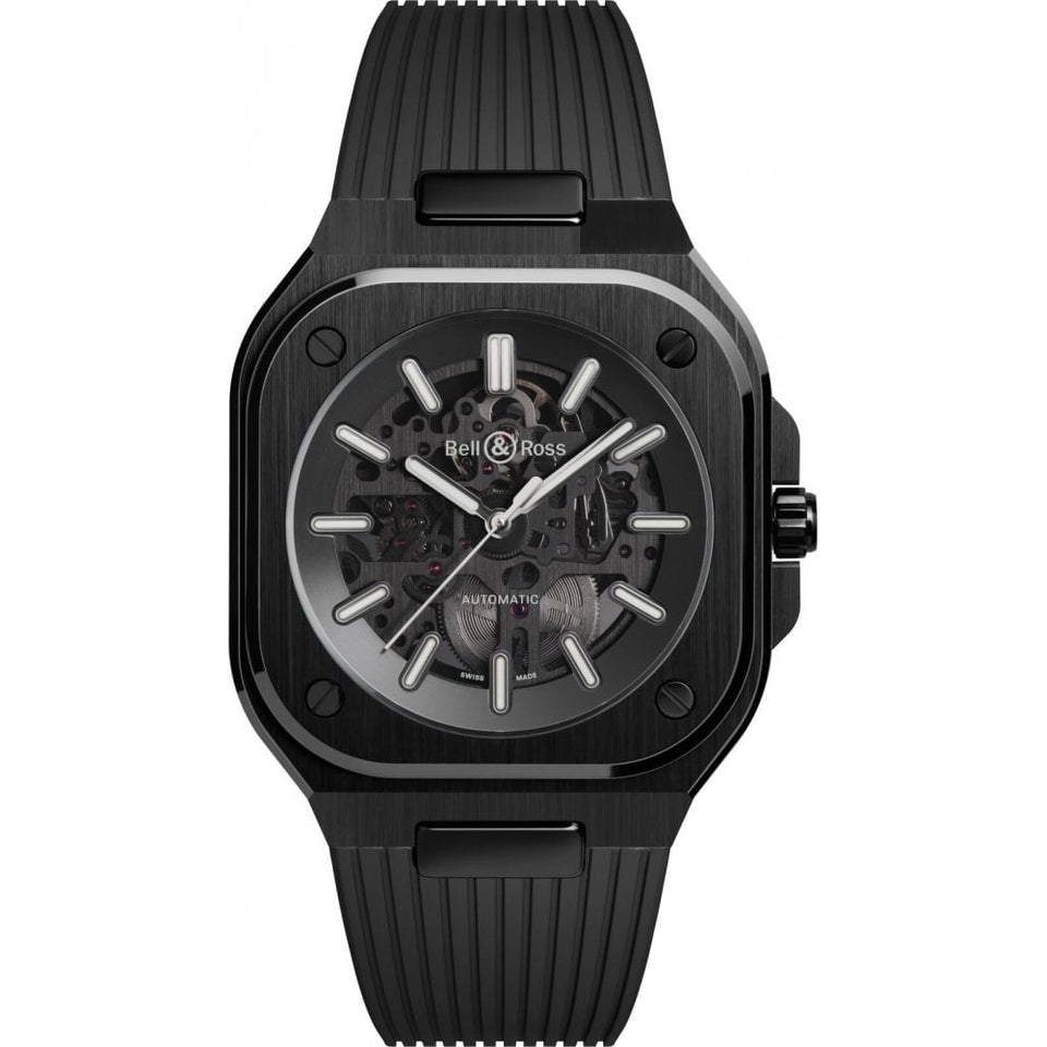 Bell & Ross BR 05 Men's 41mm Black Skeleton Ceramic Rubber Watch