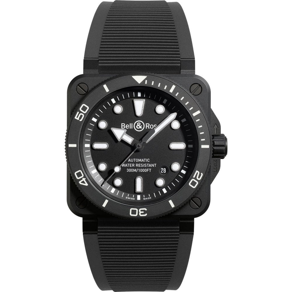 Bell & Ross Men's NEW BR 03 DIVER BLACK MATTE CERAMIC 42mm Watch