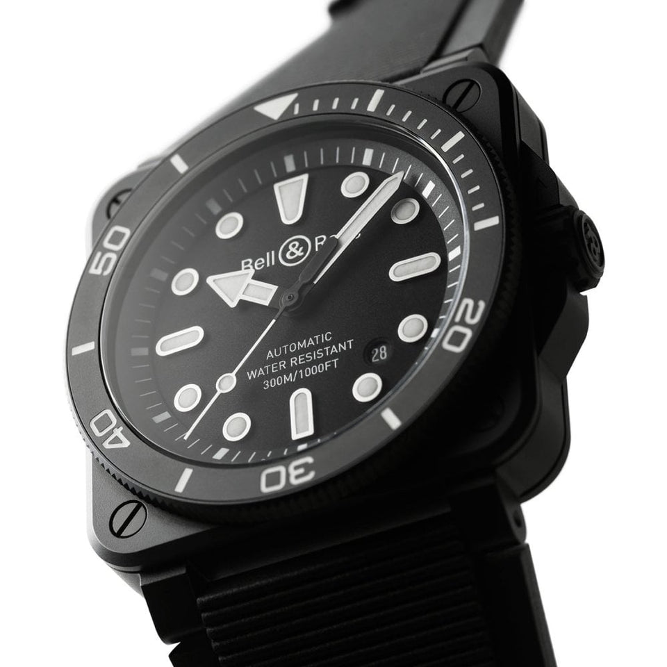 Bell & Ross Men's NEW BR 03 DIVER BLACK MATTE CERAMIC 42mm Watch