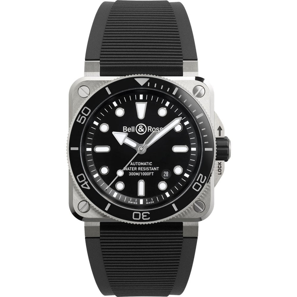 Bell & Ross Men's NEW BR 03 DIVER BLACK STEEL 42mm Watch