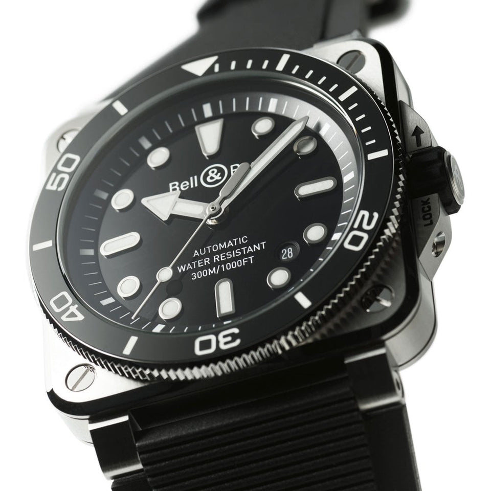 Bell & Ross Men's NEW BR 03 DIVER BLACK STEEL 42mm Watch