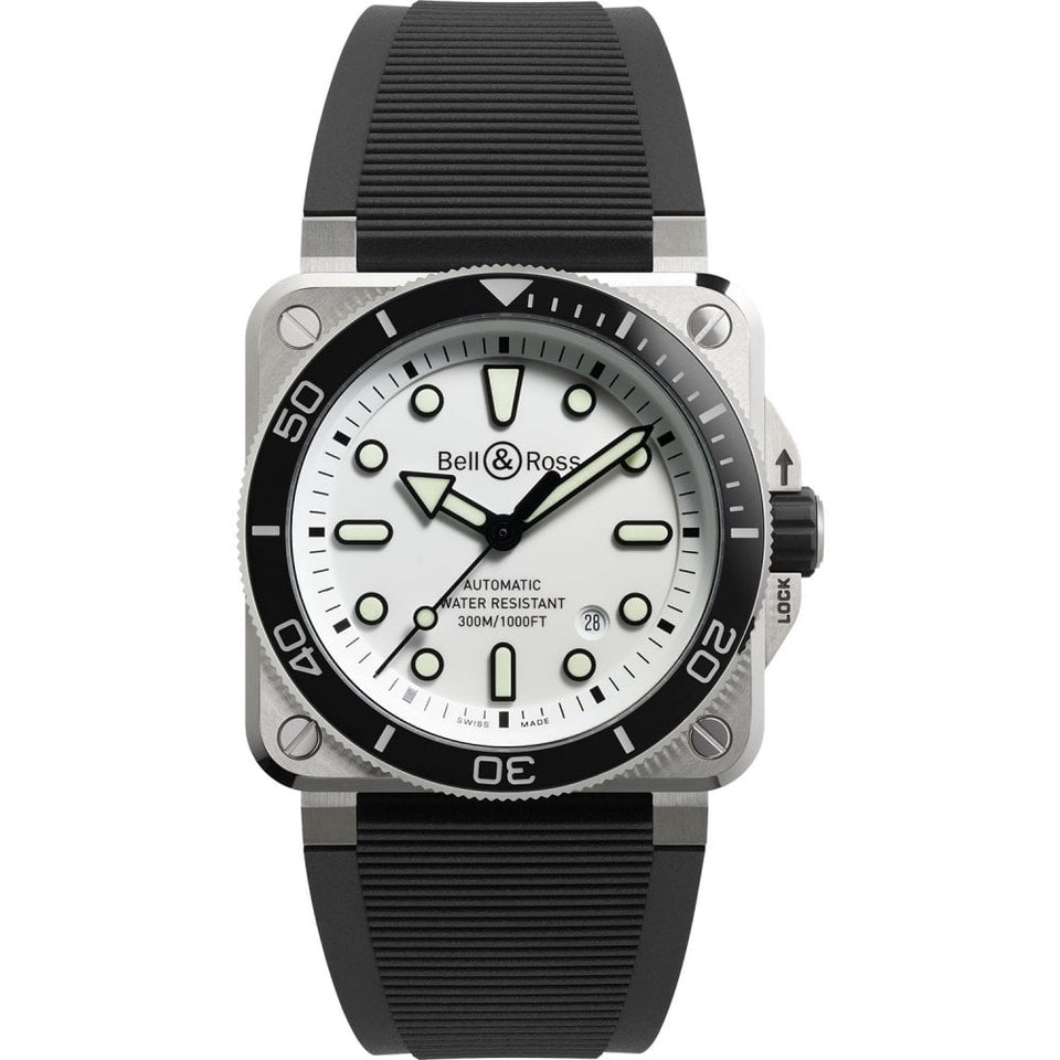 Bell & Ross Men's NEW BR 03 DIVER WHITE STEEL 42mm Watch