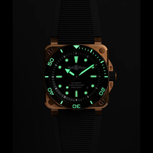 Bell & Ross Men's BR-03 Diver BLACK BRONZE Rubber Strap Watch (XXX/999)
