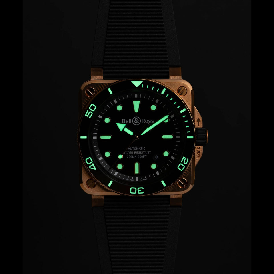 Bell & Ross Men's BR-03 Diver BLACK BRONZE Rubber Strap Watch (XXX/999)