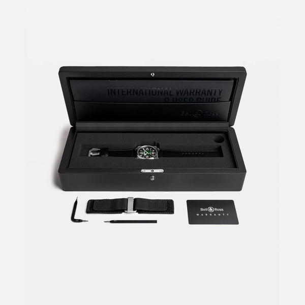 Bell & Ross Men's BR-03 GREEN STEEL Leather Strap Watch
