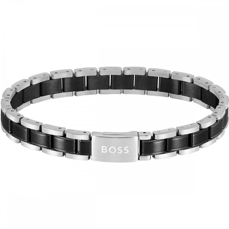BOSS Gent's Metal Links Black IP Plated Bracelet