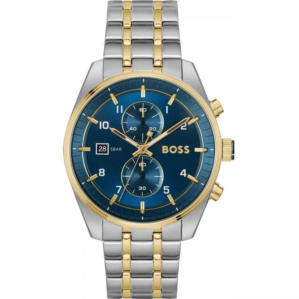 BOSS Gent's Skytraveller 44mm Blue Dial Two Tone Watch
