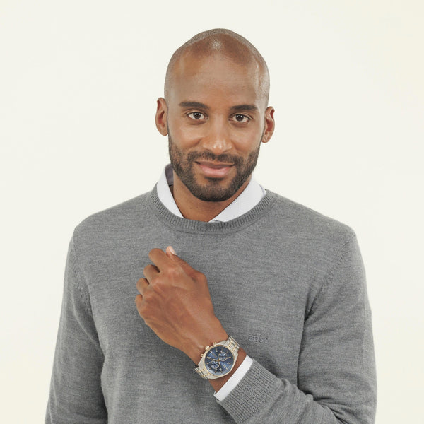 BOSS Gent's Skytraveller 44mm Blue Dial Two Tone Watch