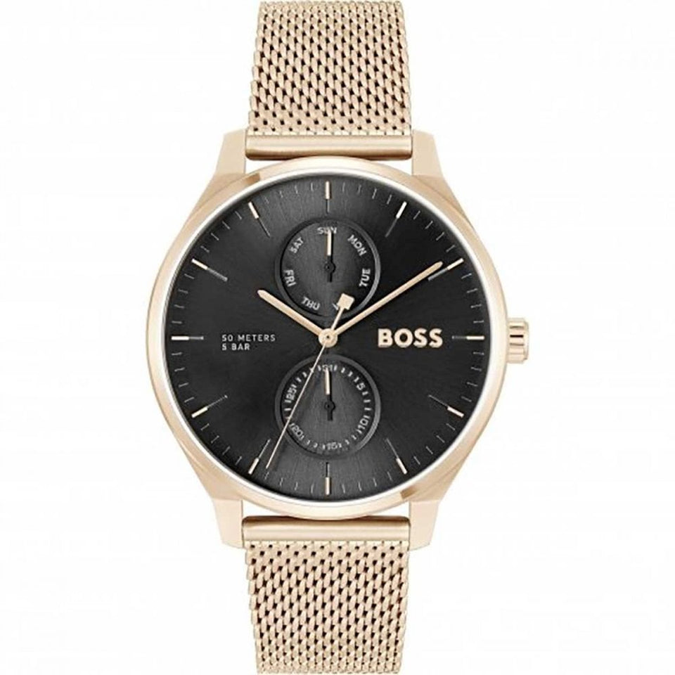 BOSS Gents TYLER Rose Gold Plated Mesh Bracelet Watch