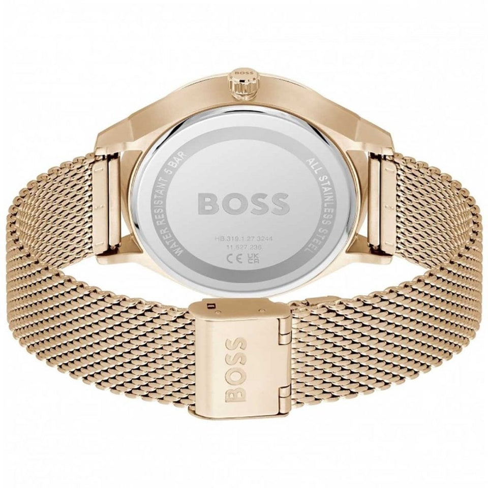 BOSS Gents TYLER Rose Gold Plated Mesh Bracelet Watch