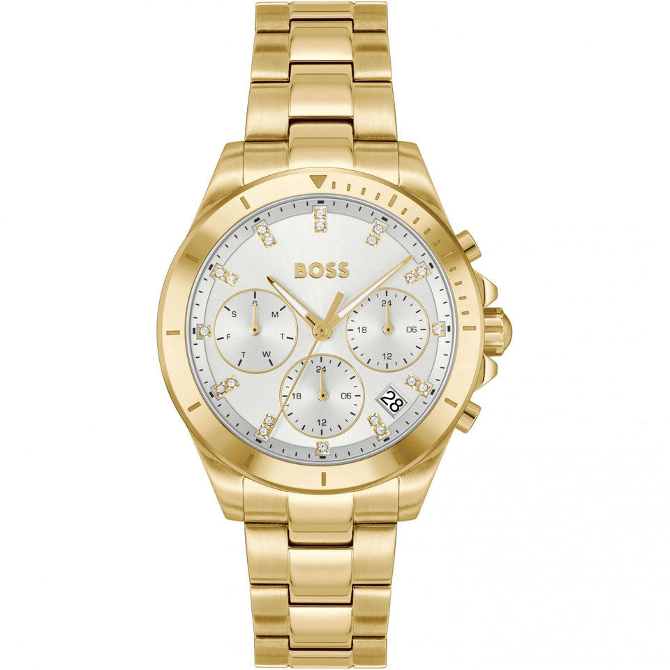 BOSS Ladies ALLEY LUX Stone Set Gold Toned Watch