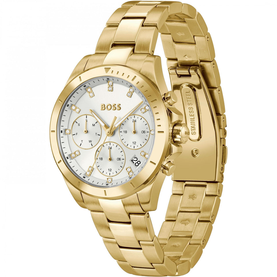 BOSS Ladies ALLEY LUX Stone Set Gold Toned Watch