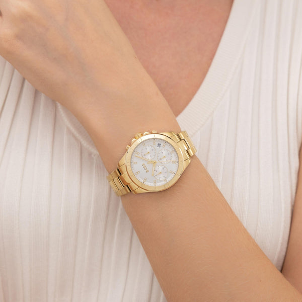 BOSS Ladies ALLEY LUX Stone Set Gold Toned Watch