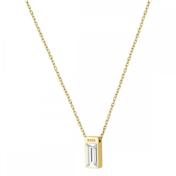 BOSS Ladies Clia Light Gold Plated Stone Set Necklace