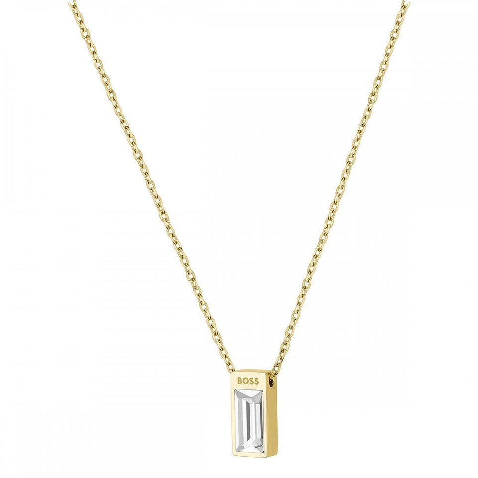 BOSS Ladies Clia Light Gold Plated Stone Set Necklace