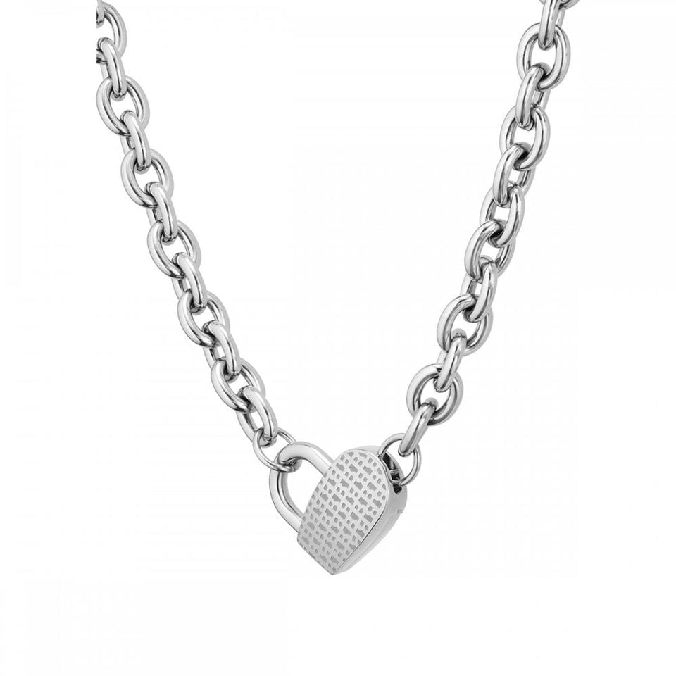 BOSS Ladies Dinya Heart Monogram Chain Necklace