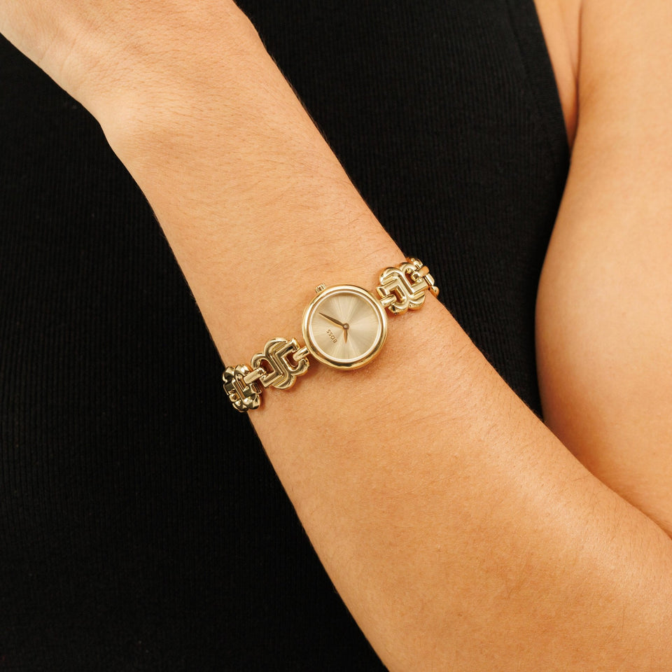 BOSS Ladies DOUBLE B 23mm Gold Tone Bracelet Watch