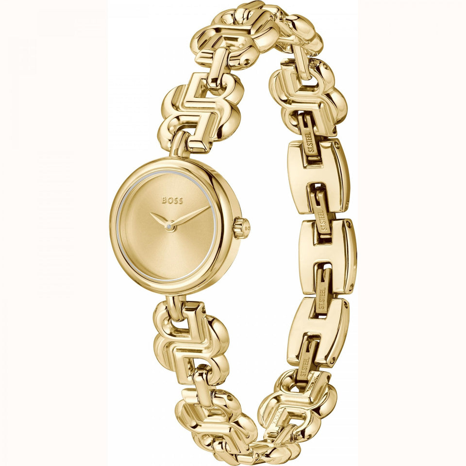 BOSS Ladies DOUBLE B 23mm Gold Tone Bracelet Watch