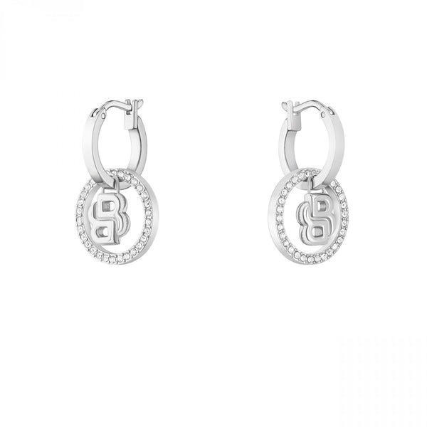 BOSS Ladies Double B Divine Drop Hoop Earrings