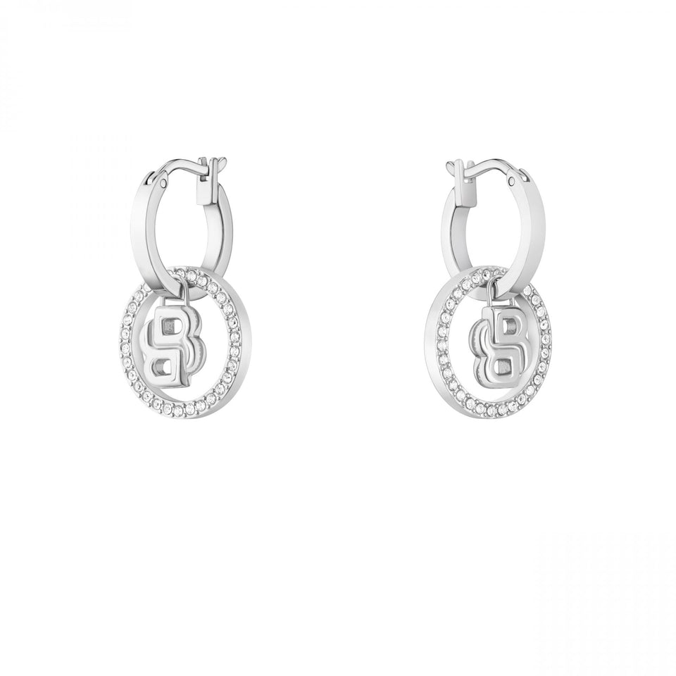 BOSS Ladies Double B Divine Drop Hoop Earrings
