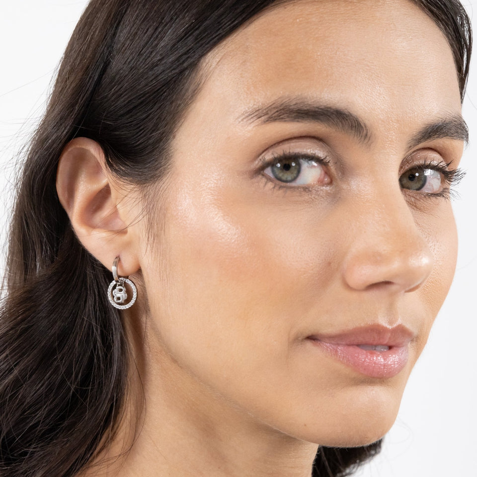 BOSS Ladies Double B Divine Drop Hoop Earrings