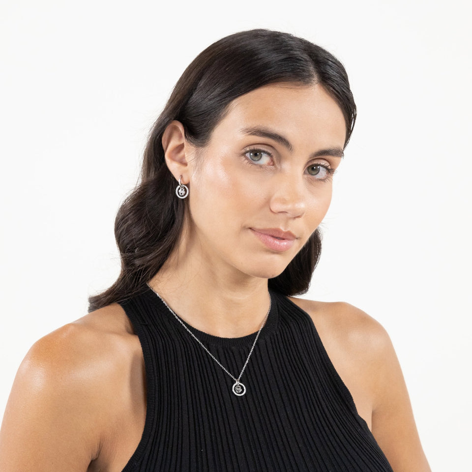 BOSS Ladies Double B Divine Drop Hoop Earrings