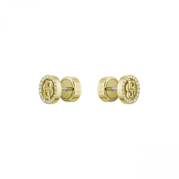 BOSS Ladies Double B Divine Gold Plated Stud Earrings