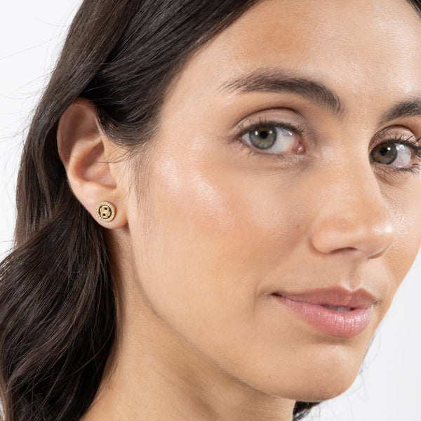 BOSS Ladies Double B Divine Gold Plated Stud Earrings