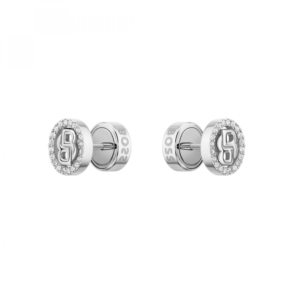 BOSS Ladies Double B Divine Stone Set Stud Earrings