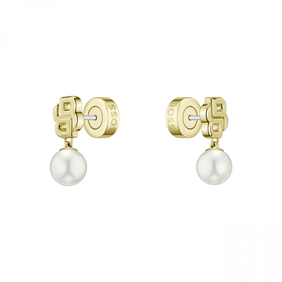 BOSS Ladies Double B Mireille Gold Plated Drop Earrings